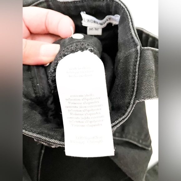 Revolve WeWoreWhat High Rise Skinny Overalls in Black Size M Stretch Gold Button - Picture 8 of 10